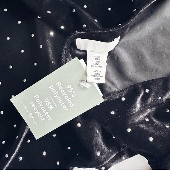 H&M Long Sleeve Bodycon Dress Black Rhinestone - Picture 6 of 7